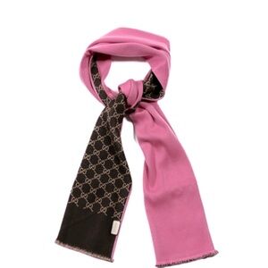 GUCCI Wool Silk GG Monogram Ripon Simple Scarf (Roseate)